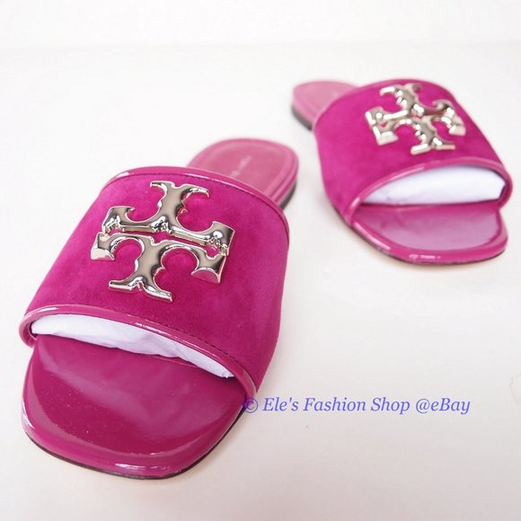 NIB Tory Burch Eleanor Leather Slide Fuchsia Hot Pink US 8 8.5 9 9.5 10 AUTHENTC - Picture 10 of 16